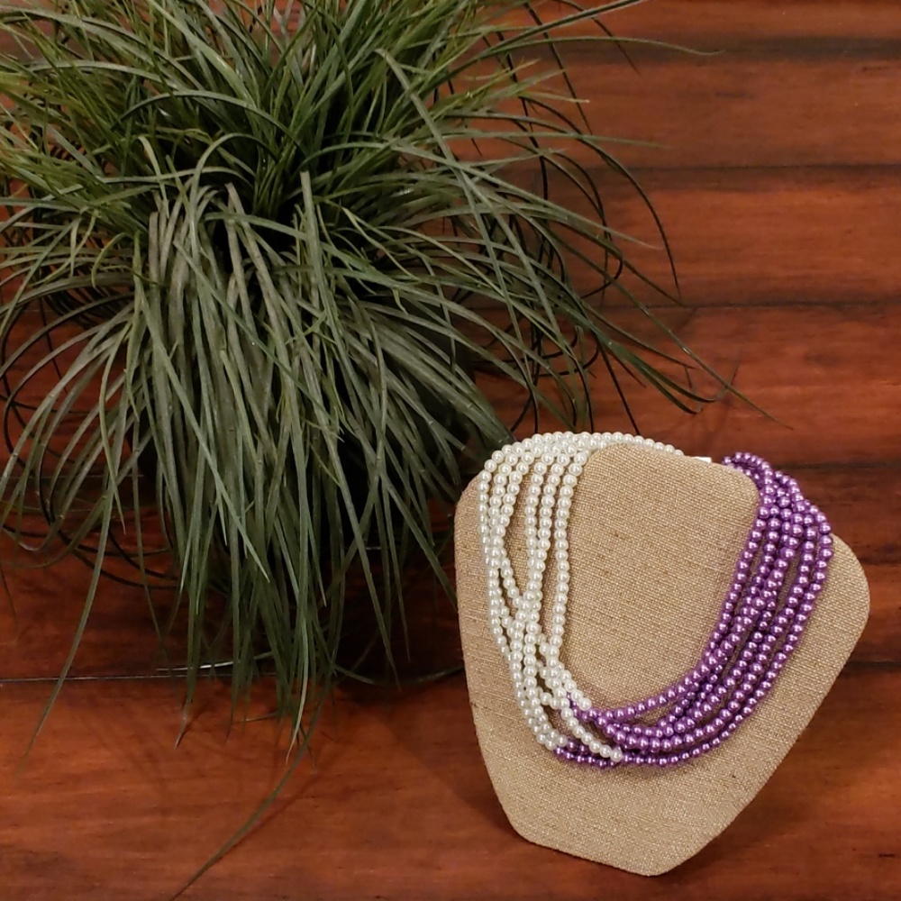 Purple & white pearl like choker